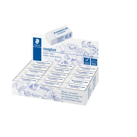 Gomma Rasoplast per matita Staedtler - 43 x19 x13 mm - bianca - conf. 30 pezzi - 526B30
